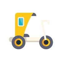 Yellow tuk tuk taxi cab side view public transportation icon vector