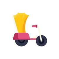 Pink tricycle with yellow canopy for children playing outside vector
