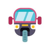 Pink and grey auto rickshaw taxi public transport front view vector