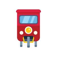 Red train front view approaching on rails public transportation icon vector