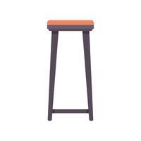 Tall wooden bar stool with padded seat standing on white background vector