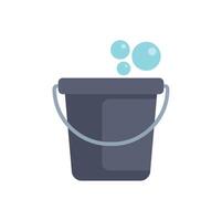 Grey bucket with metal handle holding soapy water vector