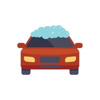 Red car getting washed covered in soap suds vector