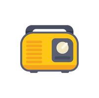 Yellow portable radio receiver broadcasting music on white background vector