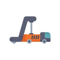 Orange garbage truck collecting and transporting trash in city vector