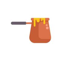 Copper cezve dripping with melted sugar paste for turkish coffee making vector