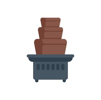 Chocolate fountain cascading on a buffet table vector