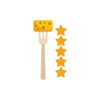 Fork holding cheese cube getting five star rating review vector