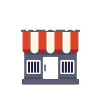 Small business building storefront facade with awning vector