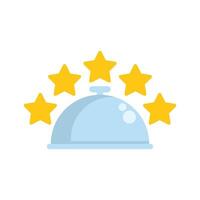 Restaurant cloche with five stars rating representing premium food delivery service vector