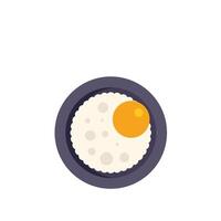 Fried egg on a plate top view minimal illustration vector
