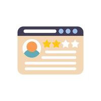 Website showing customer feedback with five star rating system vector