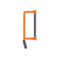 Hacksaw with orange handle for cutting metal pipes vector