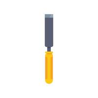 Wood chisel with yellow handle for carpentry work vector