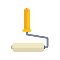 Paint roller spreading fresh coating with yellow handle vector