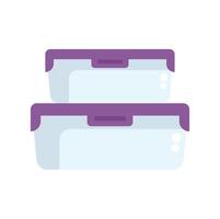 Two rectangular glass food storage containers with purple lids vector