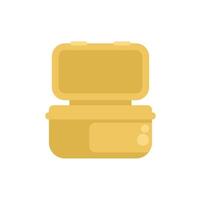Empty yellow lunchbox open lid container food storage vector