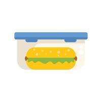 Lunchbox containing fresh sandwich for school or work vector
