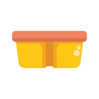 Yellow plastic sandbox with red top for children playing in sandbox on playground vector