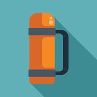 Orange thermos keeping drinks hot or cold on a gradient background vector