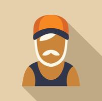 Senior man wearing orange cap and sleeveless shirt flat design illustration vector