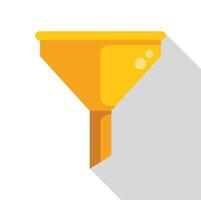 Yellow funnel filtering, pouring, channeling, and concentrating vector