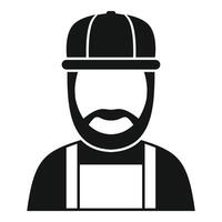 Bearded worker wearing apron and cap simple icon vector