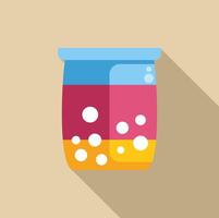 Laundry detergent packaging with colorful stripes and bubbles vector
