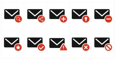 A set of 10 mail icons as search message, share mail, add message vector