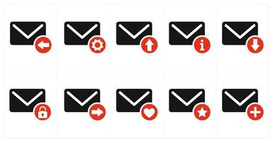 A set of 10 mail icons as received mail, mail setting, send mail vector