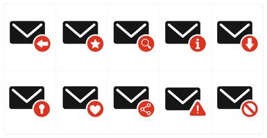 A set of 10 mail icons as received mail, star mail, view mail, mail information vector