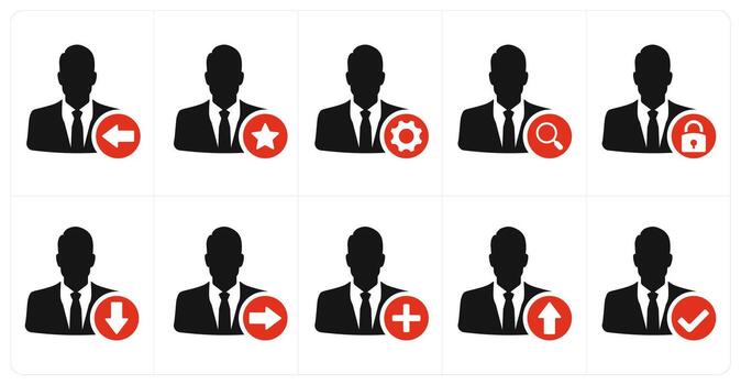 A set of 10 profile icons as received profile, favorite profile, profile setting vector