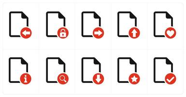 A set of 10 file icons as received file, file security, secured document vector