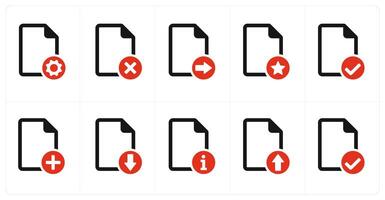 A set of 10 file icons as file setting, wrong, send file vector