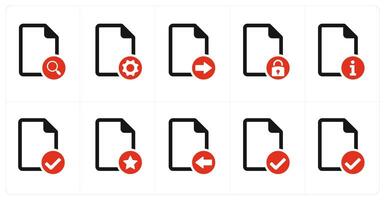 A set of 10 file icons as search file, file setting, send file vector