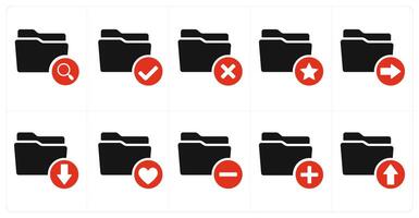 A set of 10 folder icons as search folder, verified folder, delete folder vector