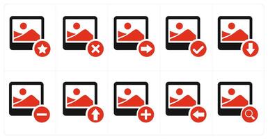 A set of 10 image icons as locked image, delete image, send image vector