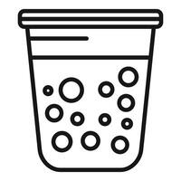 Bubble tea cup with lid showing refreshing boba drink inside vector