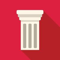 White ionic column casting long shadow on red background vector