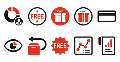 A set of 10 mix icons as clip, play, live vector