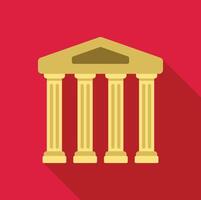Building with four columns and triangular pediment representing bank or government institution vector