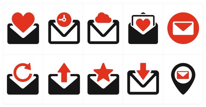 un conjunto de 10 mezcla íconos como favorito mensaje, correo, nube mensaje vector