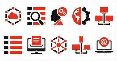 A set of 10 mix icons as cloud connection, search menu, optimization vector