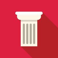 Fluted column with capital on red background representing classical architecture vector