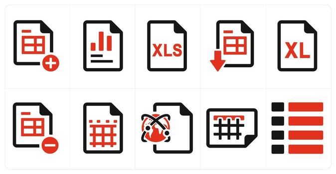 A set of 10 mix icons as add sheet, graph, excel sheet vector