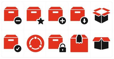 A set of 10 mix icons as remove box, favorite box, add box vector