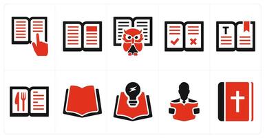 A set of 10 mix icons as read, brochure, educate vector