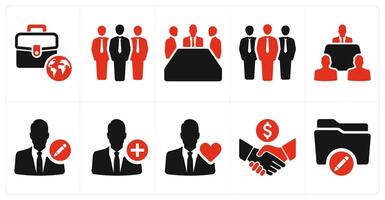 A set of 10 mix icons as global business, team, meeting vector