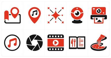 A set of 10 mix icons as location, bar location, blast vector