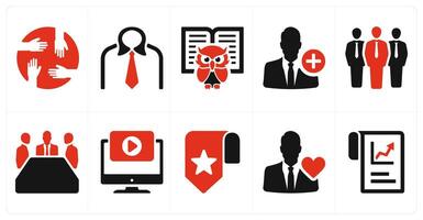 A set of 10 mix icons as teamwork, suite, educate vector